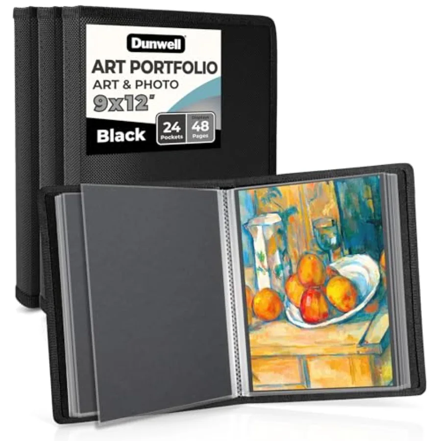 

9x12 Art Portfolio Binder 3-Pack Includes Mounting Paper Portfolio Binder for Artwork 9 x 12 Art Folder 24 Pockets Display 48 P
