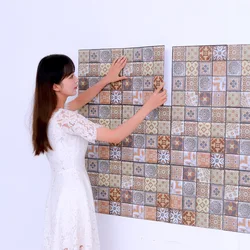 Home Moisture-proof and Anti Slip Floor Tiles Self-adhesive and Simple Retro Ceramic Tiles 3D Three-dimensional Wall Stickers