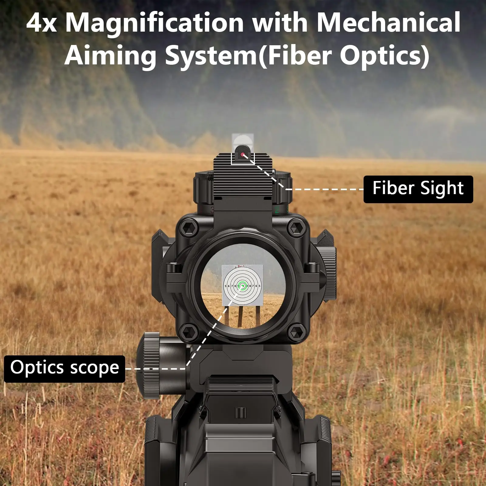 

4x32 Prism Tactical Rifle Scope Red Green Blue Illuminated Reticle Compact Rifle Scope With Fiber Optic Sight For 20mm Picatinny