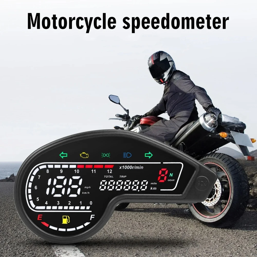 

Universal Motorcycle Digital Speedometer LED Tachometer Dashboard Racer Instrument Panel with Turn Signal Light for Yamaha
