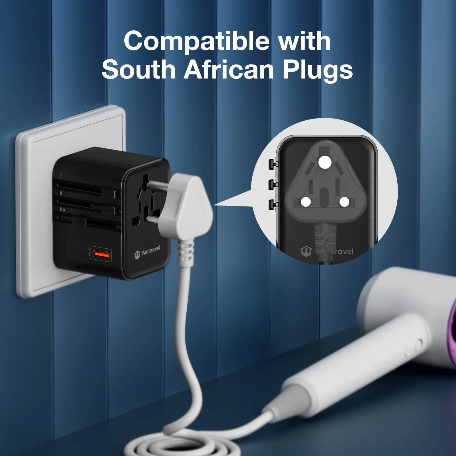 PD 25W Universal Travel Adapter with 4 AC Outlets 1 USB Port 2 Type-C All-in-one Fast Power Charge On EU UK US AUS Plug Charging