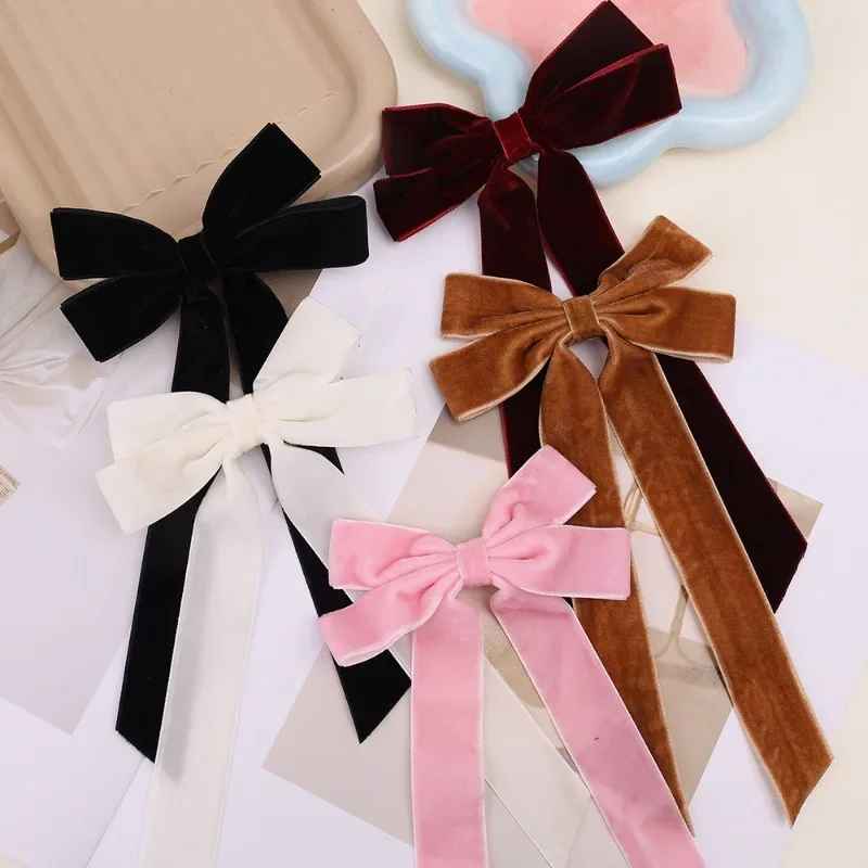 Plush Bowknot Hair Clips Women Girls Solid Color Sweet Cute Velvet Hair Clip Exquisite Daily Dating Hairpins Fashion Accessories