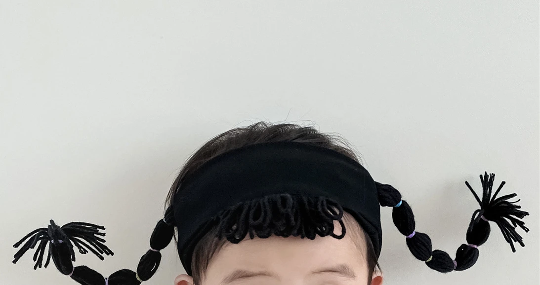 Children\'s Funny Hair Band Personality Trend Headband Korean Wig Braid Hair Accessories Black Super Cute Baby Girl Headwear