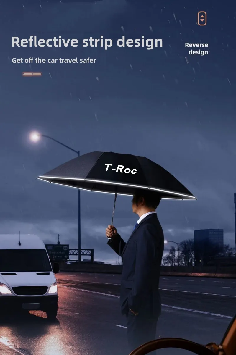 

Car Automatic LED Umbrella Sunscreen Business Umbrella For VW Volkswagen T ROC TROC 2021 2020 2019 2018 Car Accessories