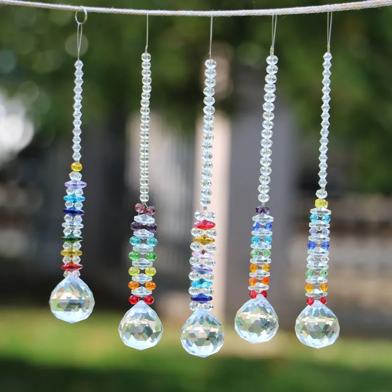 1 pçs bola de cristal suncatcher arco-íris fabricante pendurado fengshui pingente para janela casa jardim decoração favores do casamento