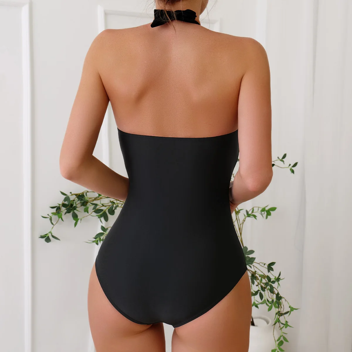 2024 new one-piece swimsuit print mesh two-piece conservative swimsuit swimsuit woman