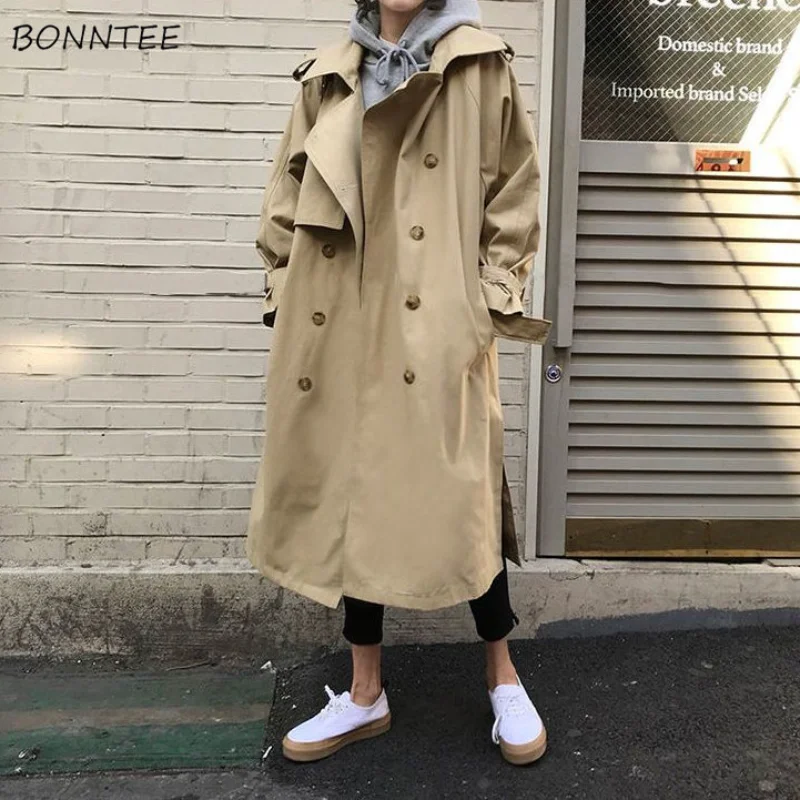 

Trench Women Boyfriend Autumn Korean Solid Female Long Style Student Ins All-match Hot Sale New Arrival Harajuku Unisex Outwear