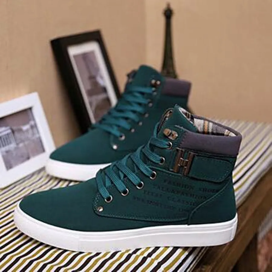 Men Vulcanized Shoes Spring/Autumn Male High Quality England Frosted Suede Casual Green Footwear Winter Comfortable Large Size