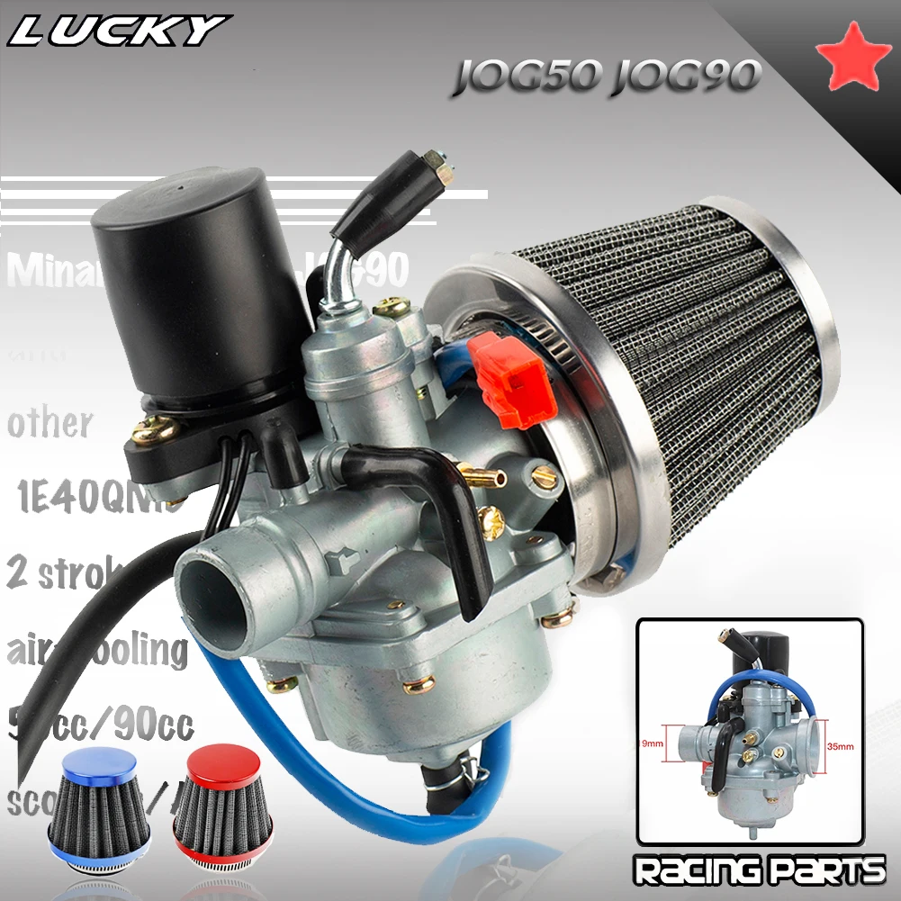 19mm Carburetor With Air Filter For 2 Stroke 50cc 90cc Scooter Moped For Yamaha JOG JOG50 JOG90 1E40QMB 1PE40QMB 1E50QMG E-TON