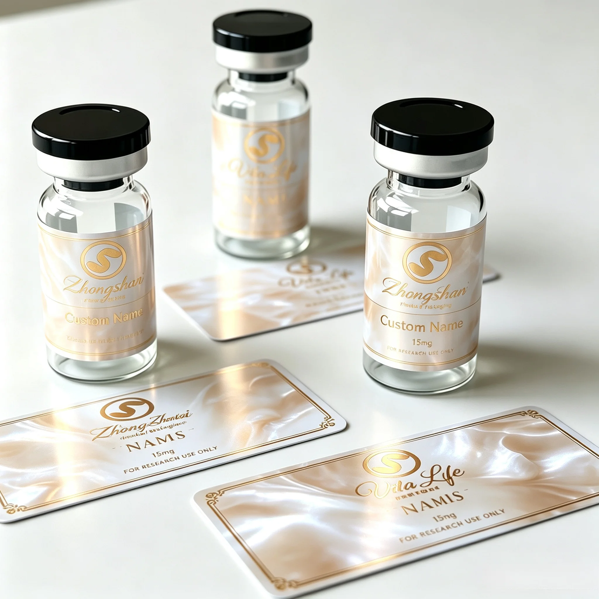 Custom Precision Printed Peptide Vial Self Adhesive Labels,Waterproof & High Temp Resistant Stickers for Injectable Supplement