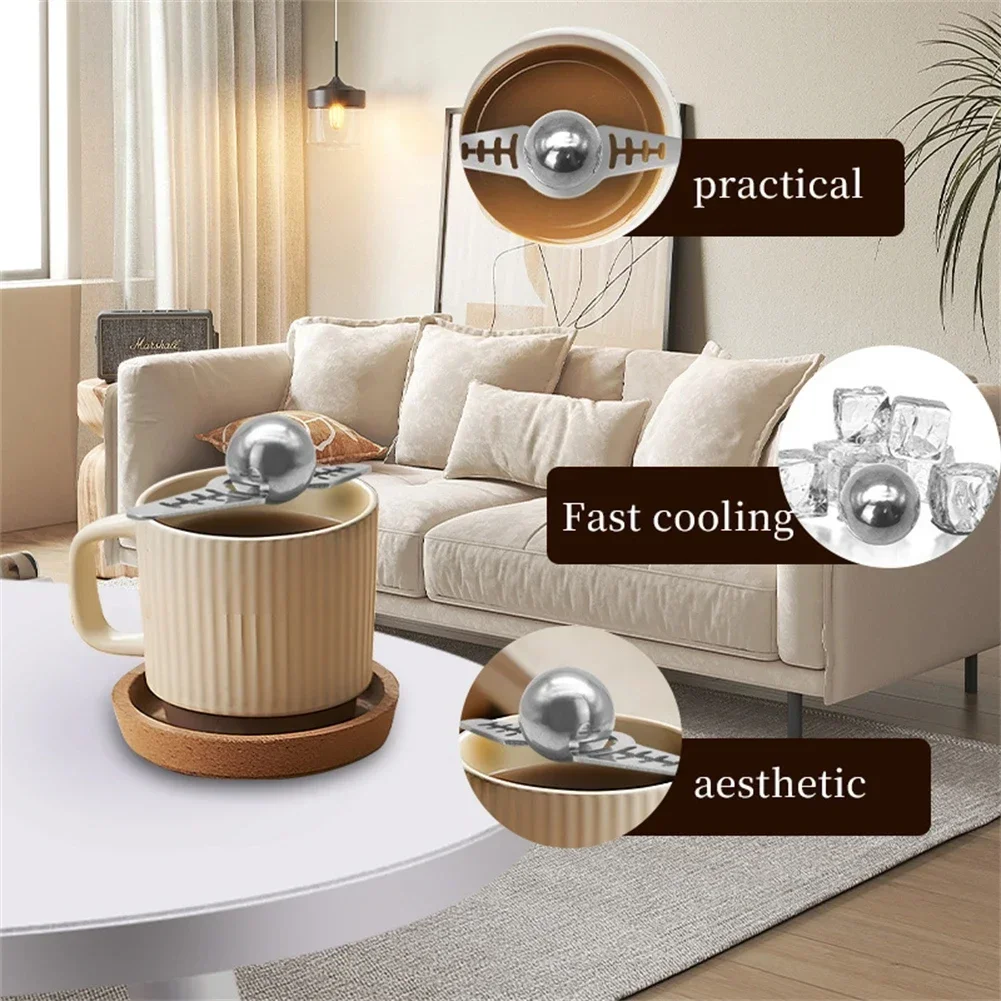 1PC Ice Ball With Holder Coffee Ice Cube Stainless Steel Espresso Coffee Ice Cube Ball Whiskey Chilling Stone With Bracket Parts