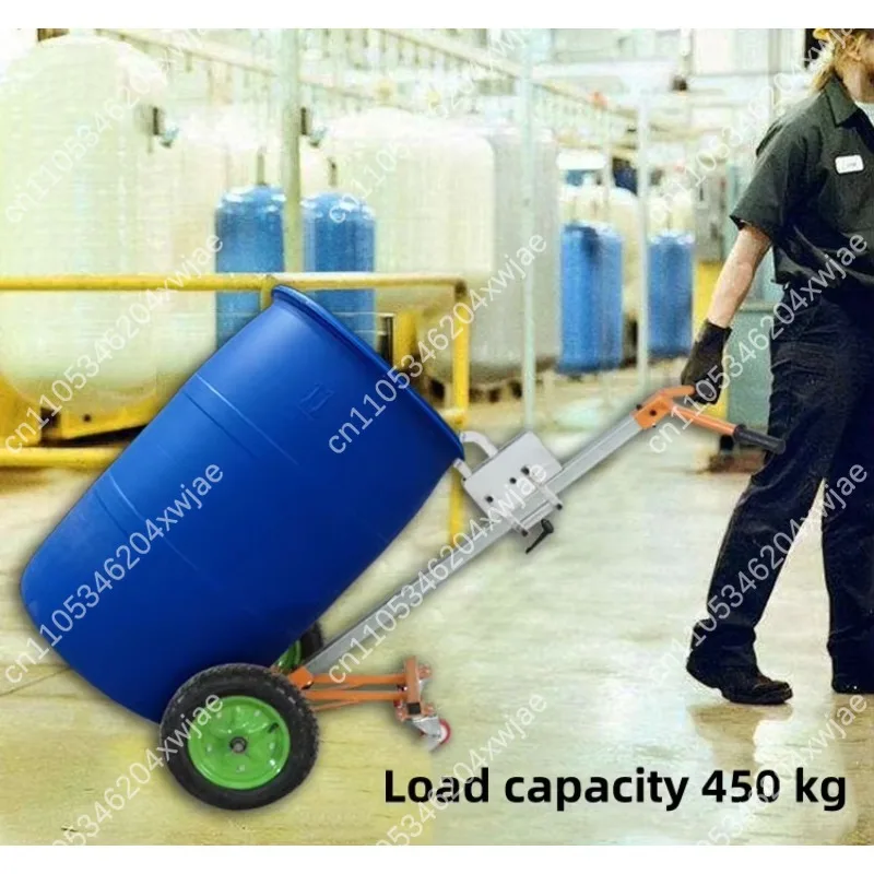 10 Inch Steel Hydraulic Drum Truck, 450kg Capacity Beak Type 2 Wheel Hand Cart for Barrel Moving and Storage