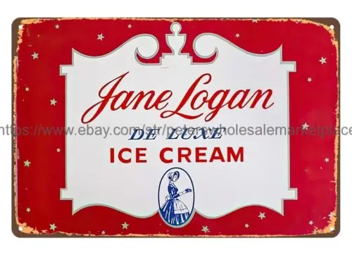 home decor furniture store Jane Logan De Luxe Ice Cream metal tin sign