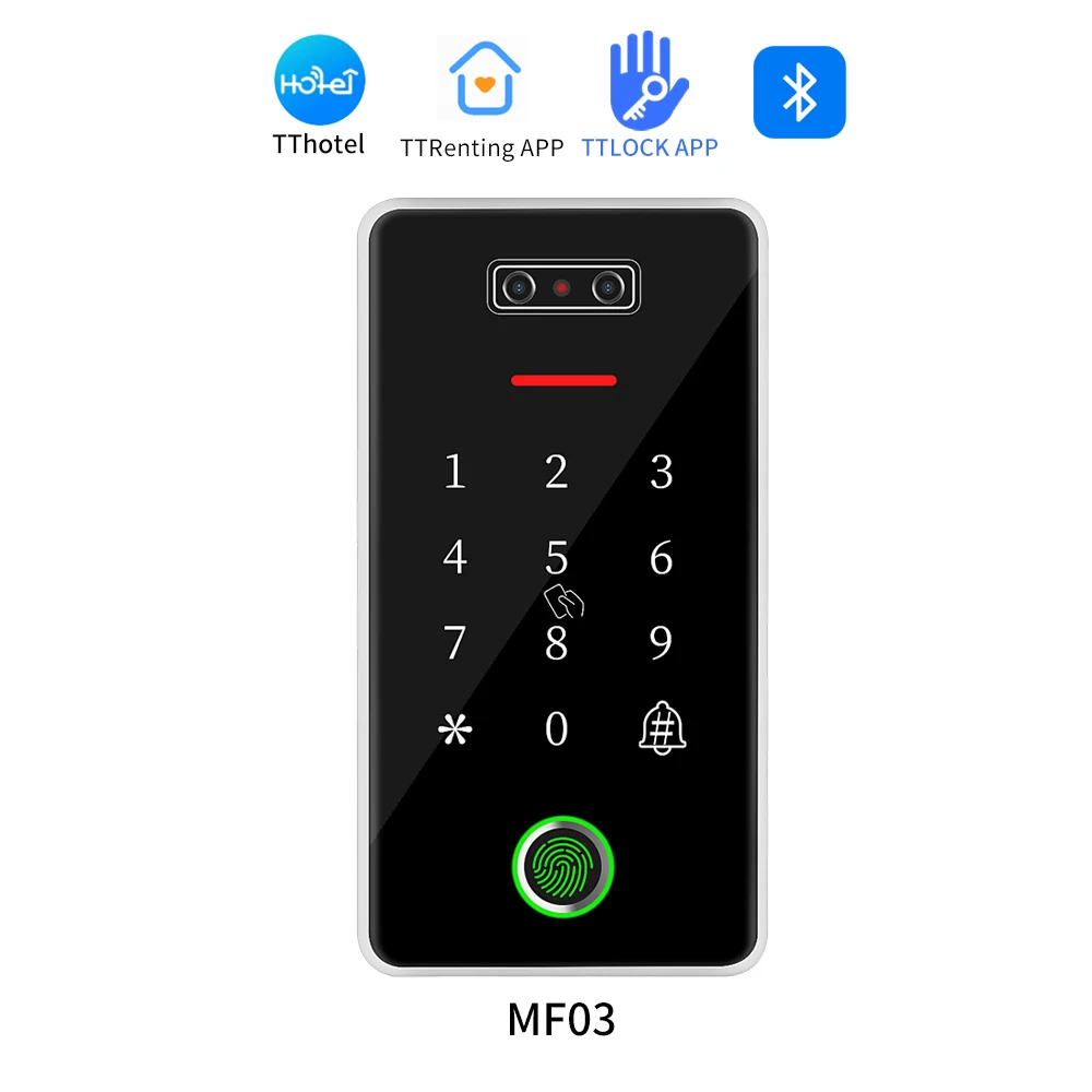 Asia-Teco TTLock App Zugangskontrolle Gesichtserkennungsgerät RFID M1 Karte Fingerabdruckleser für Türschloss Metall IP67 Wasserdicht MF03 6