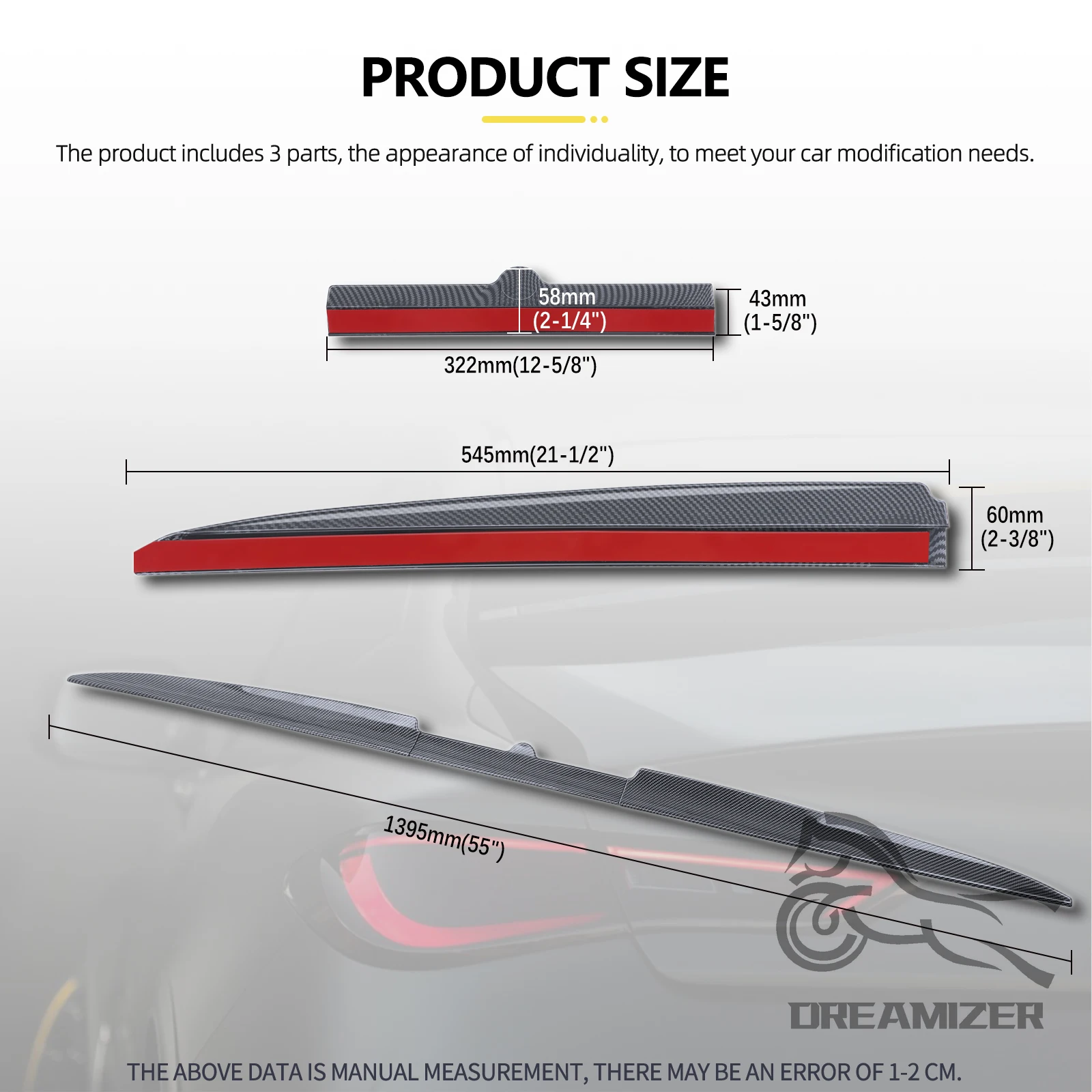 Universal Car Spoiler Roof Rear Tail Wing Trunk DIY Refit Decoration Auto Racing For Peugeot 206 207 Clio 4 Mazda Cx5 Audi A4 B8
