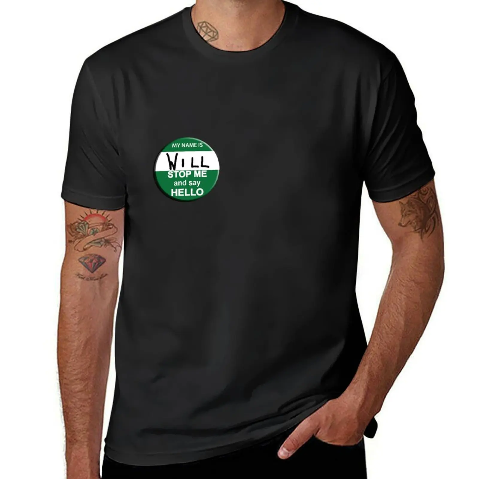 The Inbetweeners - Hi I am Will Big Gay Green badge T-Shirt for a boy vintage clothes fruit of the loom mens t shirts