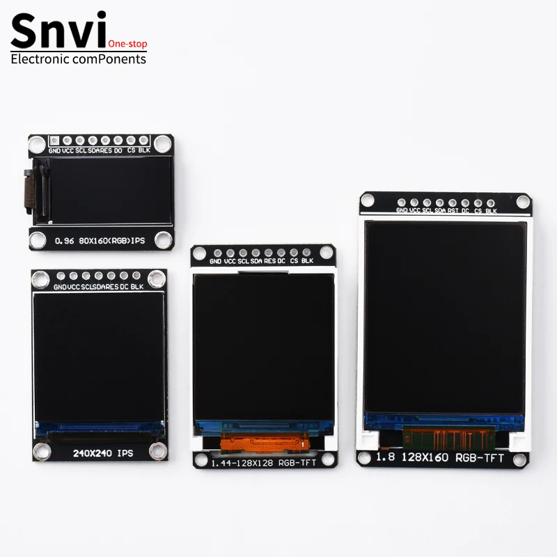 Moduł wyświetlacza Snvi TFT IPS LCD 0.96/1.3/1.44/1.8 cala, interfejs 7P SPI, sterownik ST7735 ST7789, kolorowy ekran dla Arduino ESP32