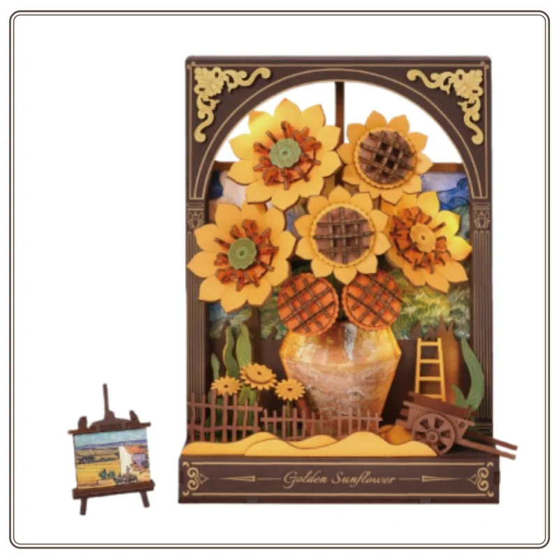 Nuovo ROKR Woodcraft Libro d'arte Notte stellata Fatto a mano Regalo fai da te Assemblaggio Blocchi di costruzione Ornamenti creativi di fiori e alberi