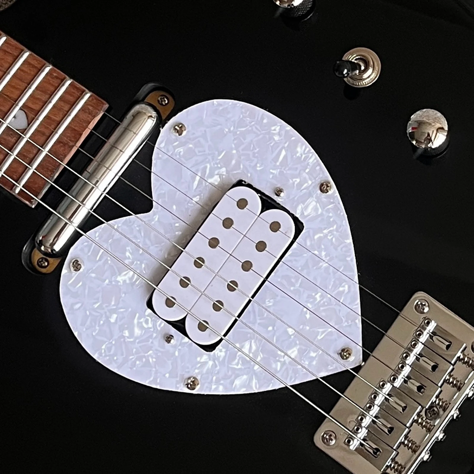 Love Split Electric Guitar, Black Body, Pearl White Heart-shaped Pick Guard Professional Guitar