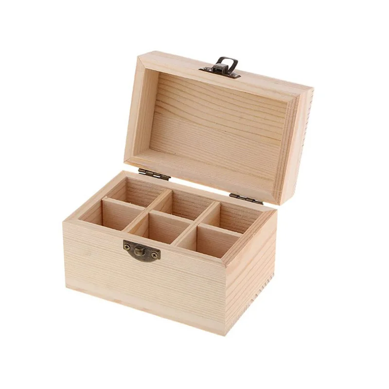 

20Pcs/Lot Wooden Storage Box 6 Slots Carry Organizer Essential Oil Bottles Aromatherapy Container Storage Box Case Wholesale