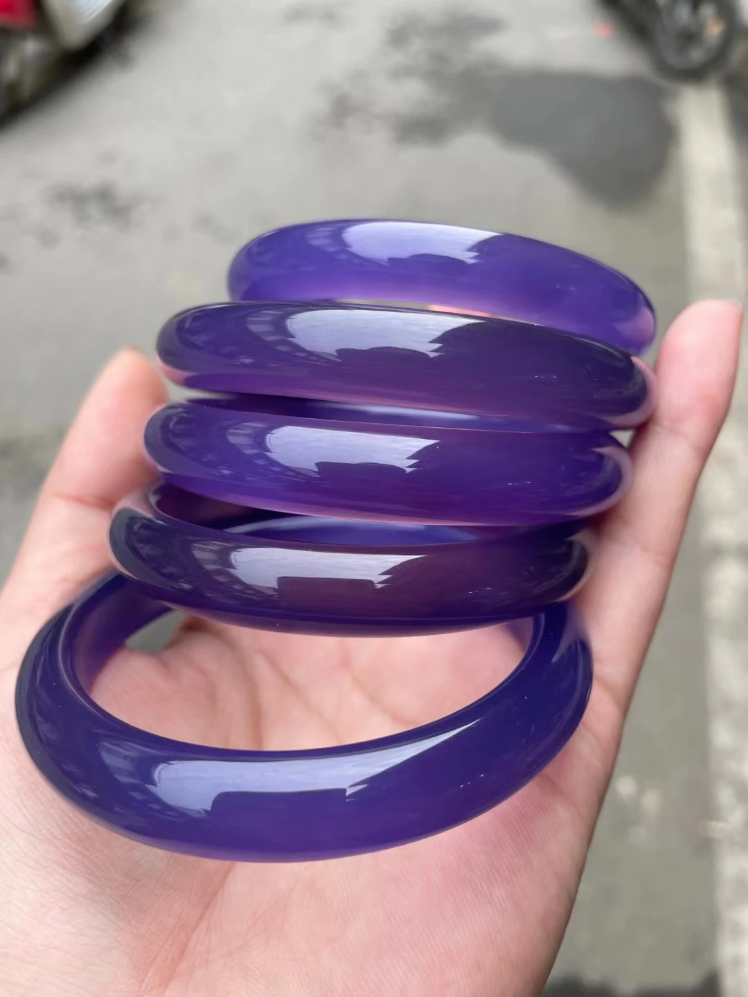 Natural Chalcedony Agate Bracelet Real Jade Quality Bangles Exquisite Jewelry Dark Purple Hand Ring Boutique Holiday Gift