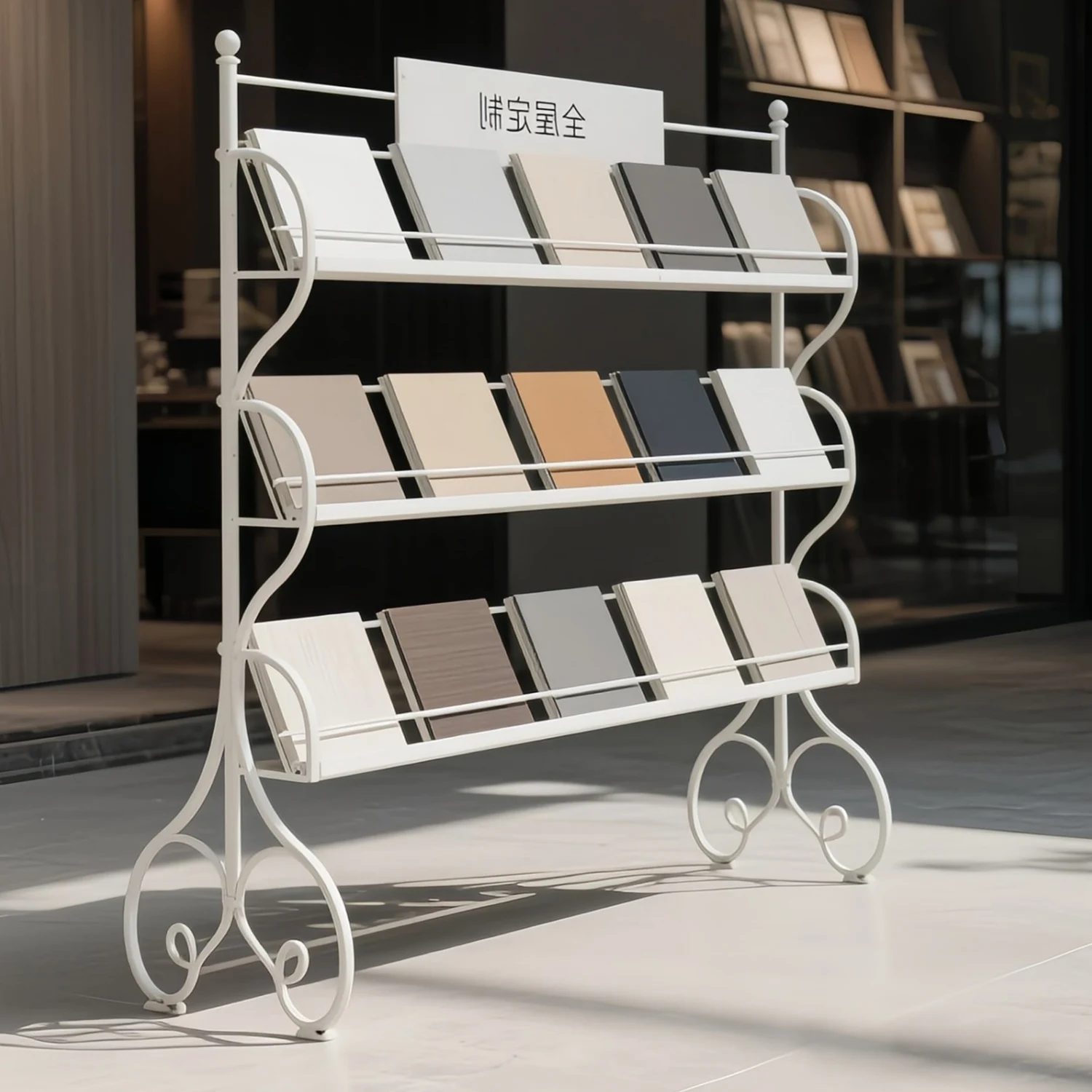 Building materials swatch integrated ceiling sample rack ceramic tile rack ceramic stone display rack clothing cabinet door swat