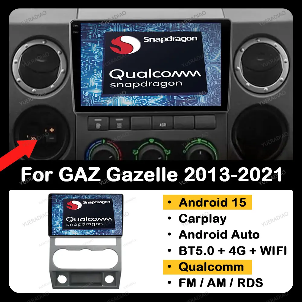 أندرويد 15 Carplay Auto لـ GAZ Gazelle Next 2013 - 2021 وحدة الرأس 2DIN مشغل فيديو الوسائط المتعددة 4G LTE 5G WIFI BT Qualcomm QLED #1