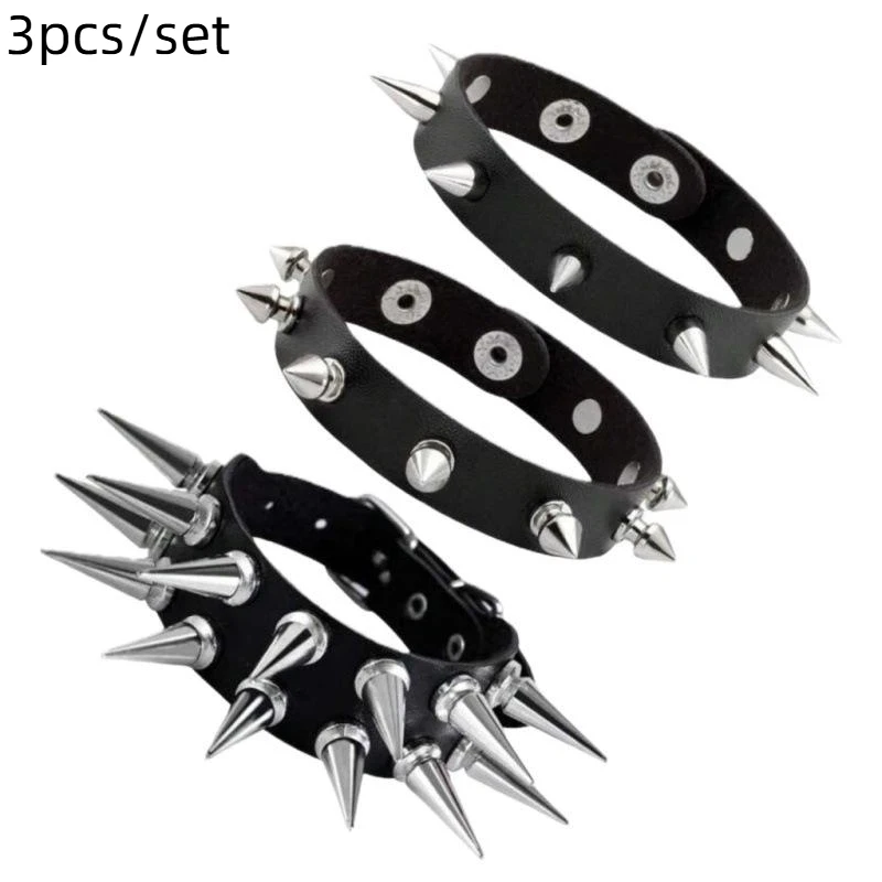 Hete Aanbieding 1 Set Punk Armbanden voor Heren Dames Punk Gothic Spijker Rivets PU Lederen Armband Bangles Hip Hop Party Sieraden Cadeau