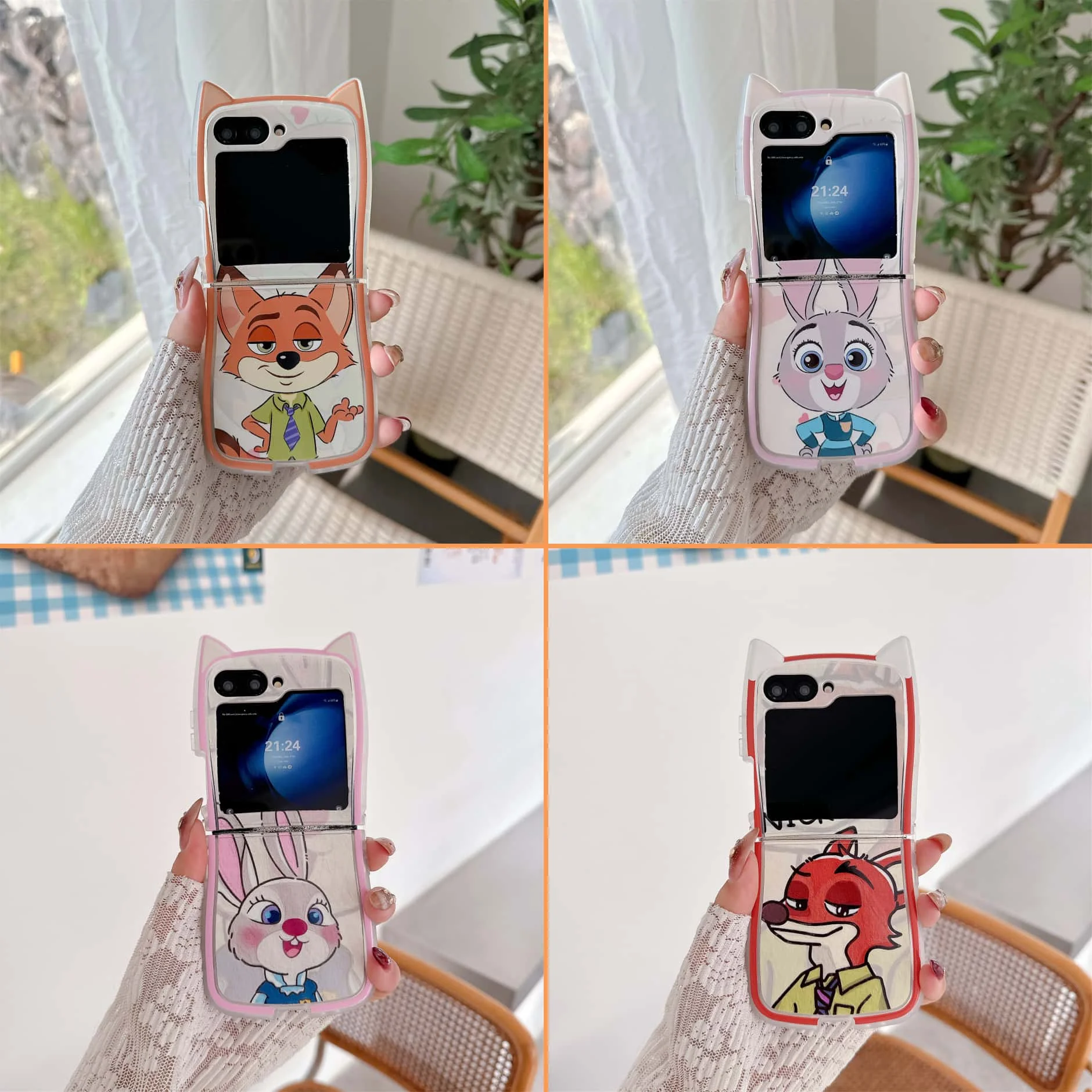 Cartoon For Zootopia For Judy Nick Cute Anti-drop Efficient Protective Case For Samsung Galaxy Z Flip6,Z Flip5,Z Flip4,Z Flip7