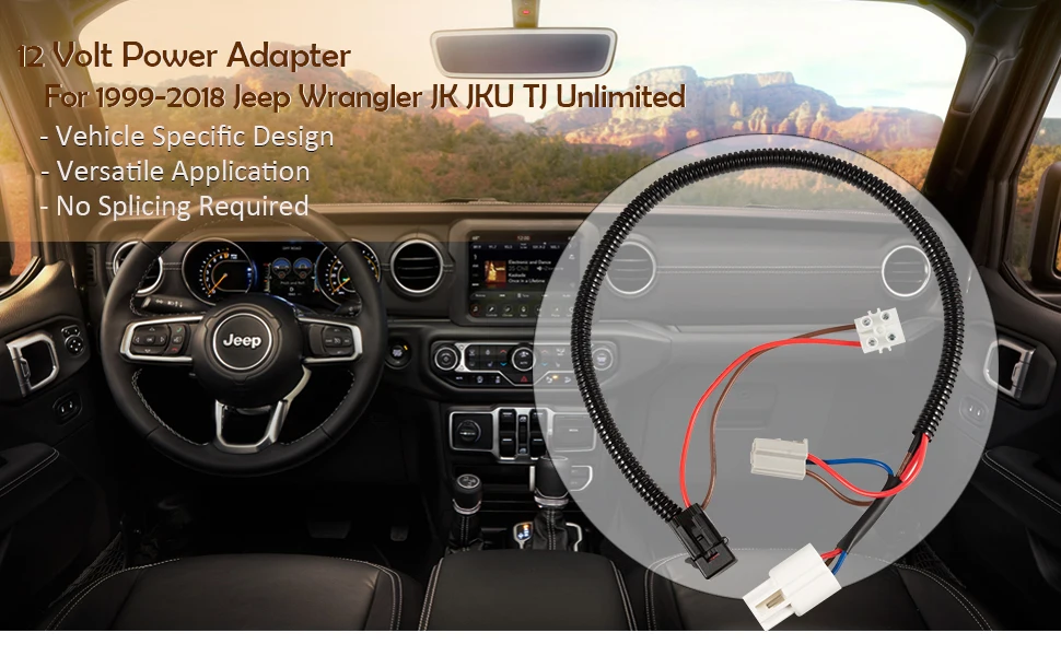 12 V Netzteil für 2014-2018 Jeep Wrangler JL JLU Unlimited & Gladiator JT für 2014-2018 Jeep Wrangler JK JKU TJ unbegrenzt – Detail 3