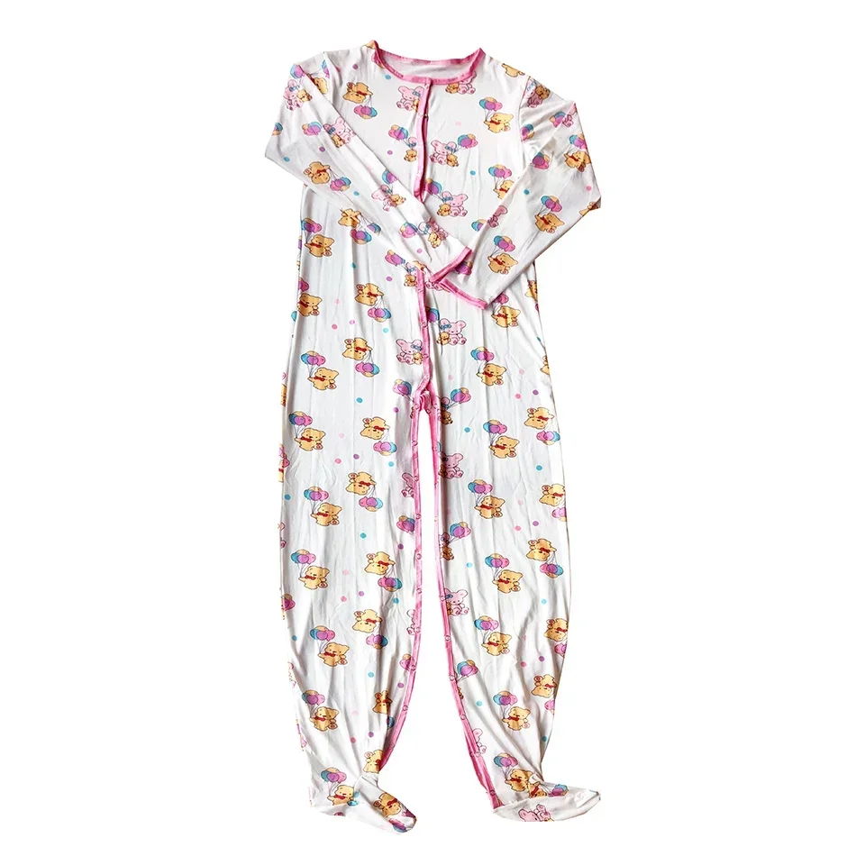

ABDL Adult Pajamas Onesies Snap Crotch Front Pyjama Bodysuit DDLG Long Sleeve Adult Baby Jumpsuit Sleepwear For Boy And Girl