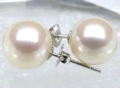 

noble jewelry TOP AAA Japanese Akoya Cultured Pearl 7.5-8mm 14K Solid White Gold Stud Earring