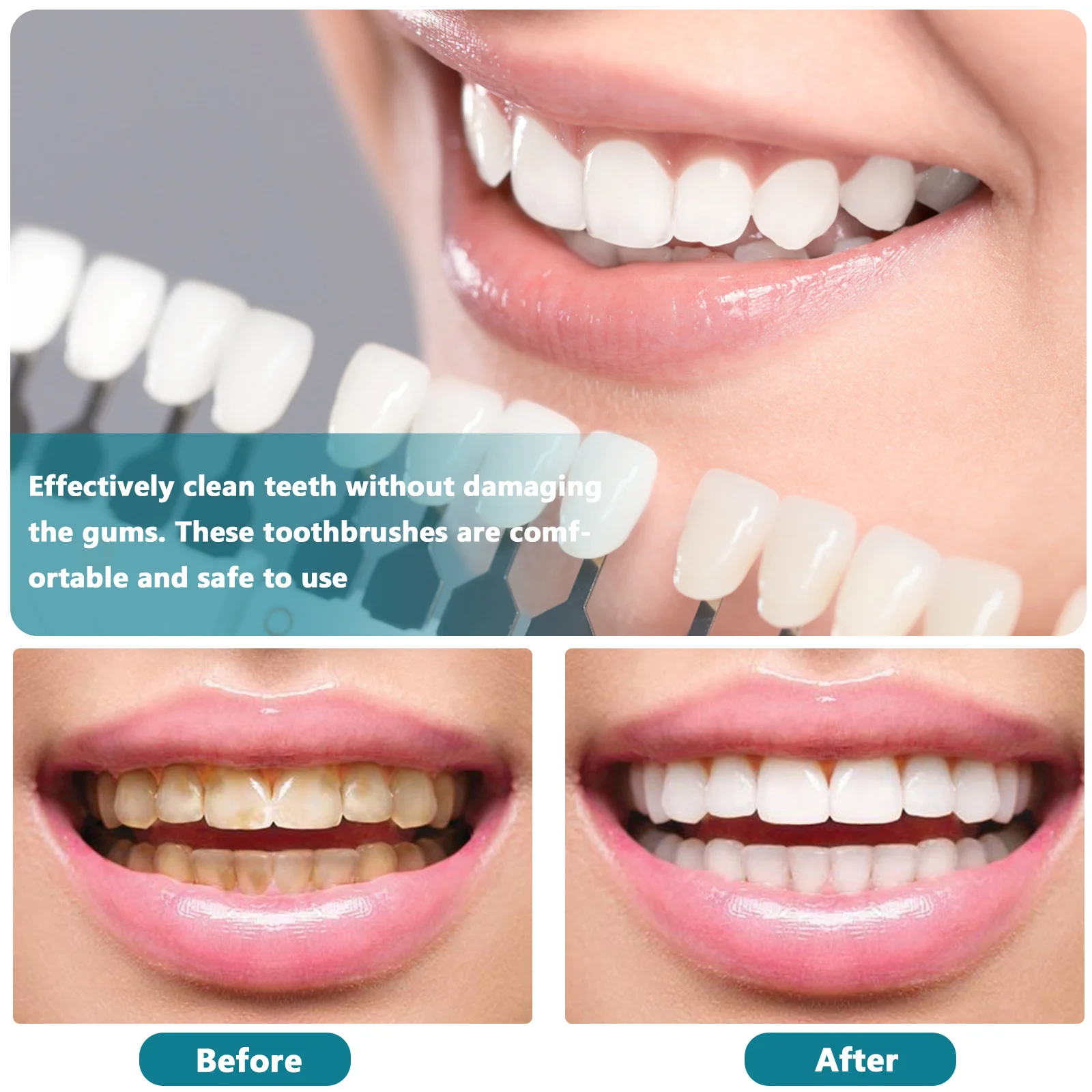 

4 pcs Creative Double-Sided Toothbrushes Portable Denture Cleaning Tools For Teeth Care Simple False Teeth Cleaners Dual Heads