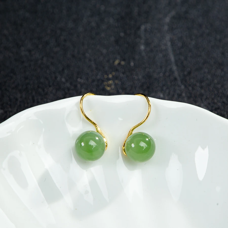 

TIMESWIND оригинальные нефритовые натуральные зеленые круглые бусины S925, серебряные женские серьги, модные украшения с сертификатом