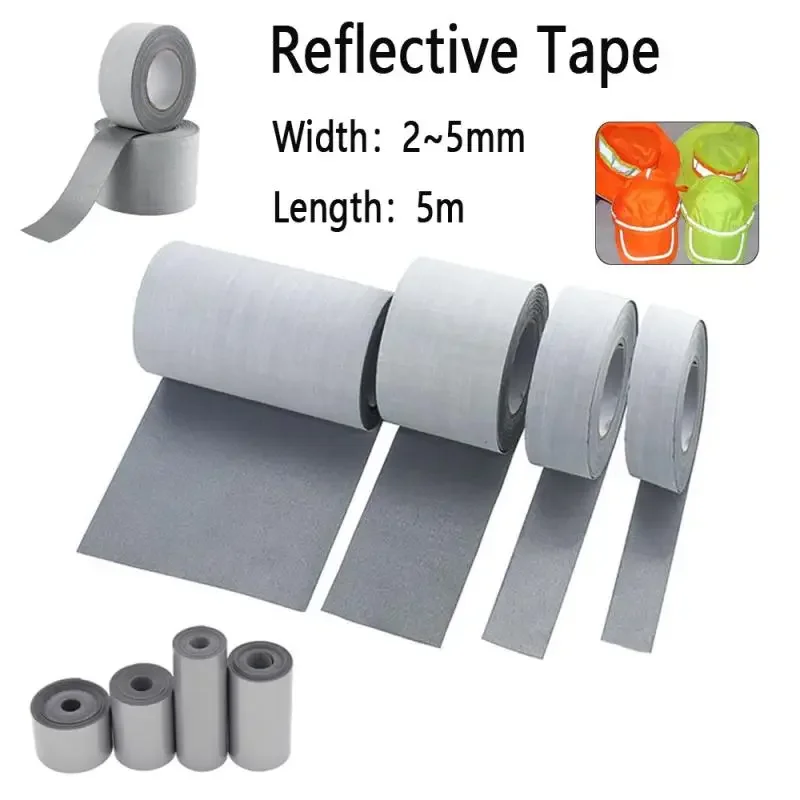 2 ซม.~ 5 ซม.การถ่ายเทความร้อนเทปสะท้อนแสง 5M แถบสะท้อนแสงสติกเกอร์สําหรับ DIY เสื้อผ้ากระเป๋ารองเท้าเหล็กบนความปลอดภัยเสื้อผ้าอุปกรณ์