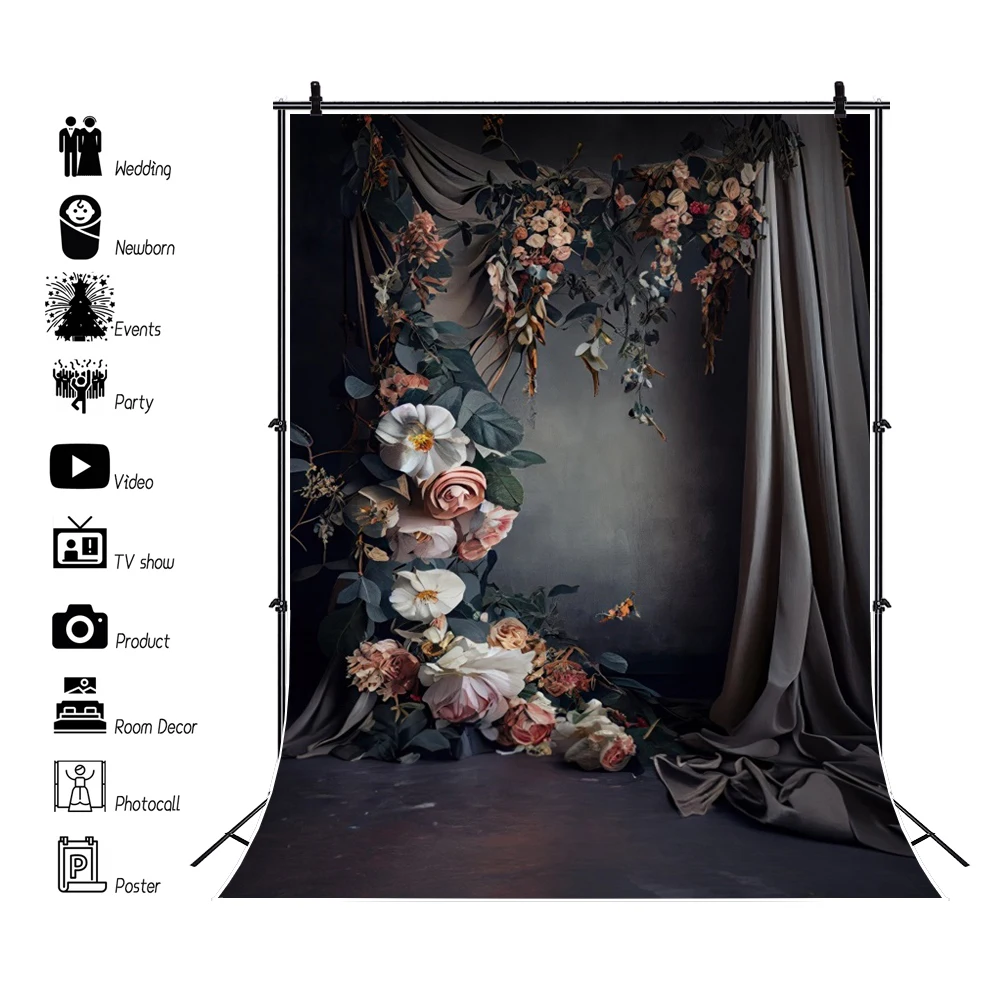 Wedding Portrait Photography Background Flower Boho Style Floral Window Bridal Shower Baby Birthday Party Backdrop Photo Studio