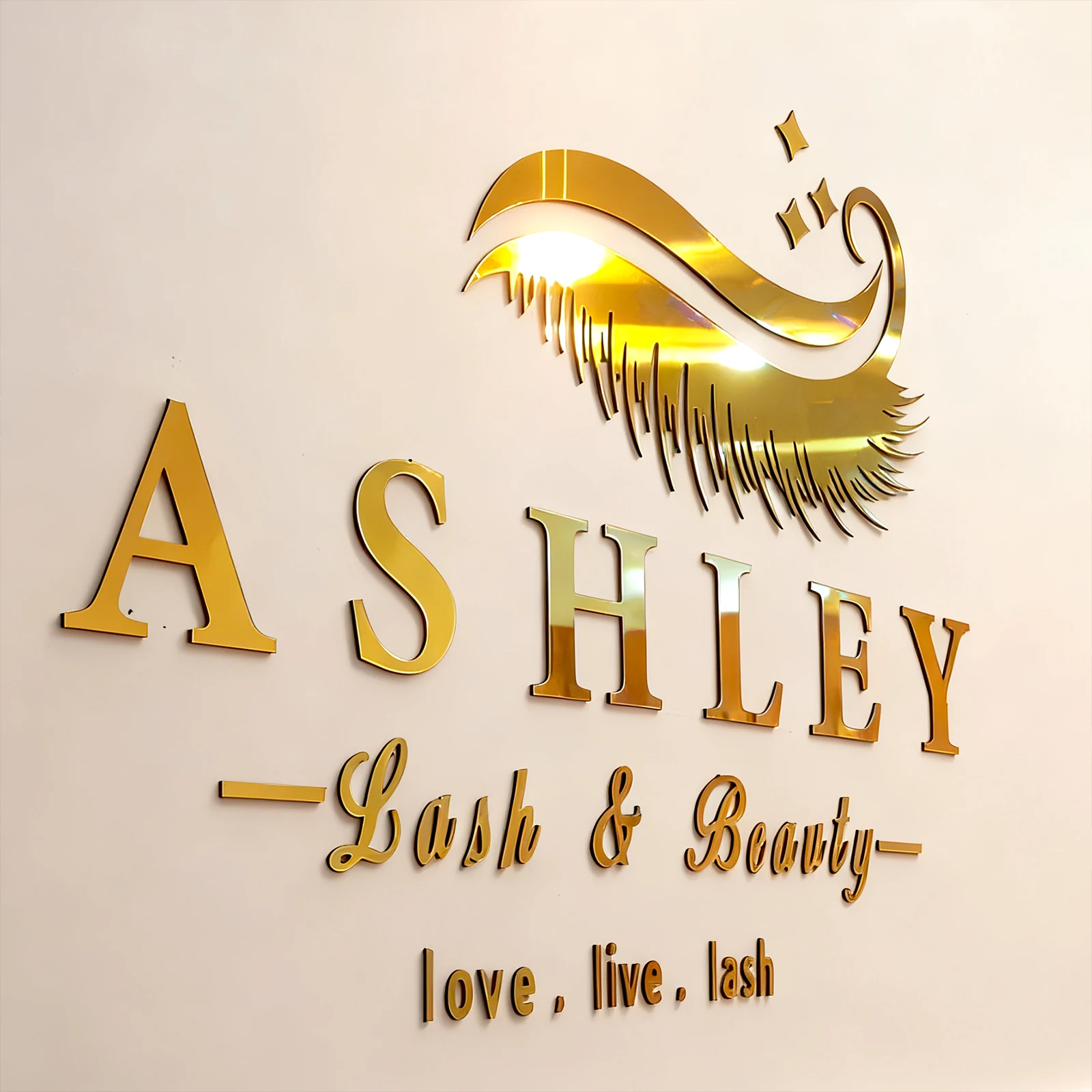 علامة شعار الأعمال المخصصة ثلاثية الأبعاد قطع الليزر الجدار الديكور شعار الأعمال شخصية الاكريليك علامة شعار لصالون تجميل الشركة لوجو حسب الطلب