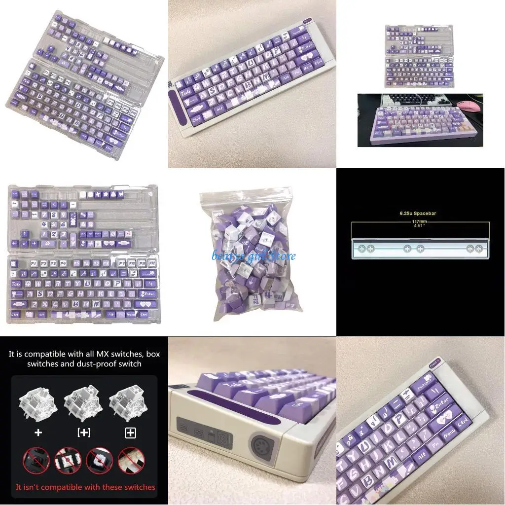 

C7AB 126Keys Hydrangea Keycap Dye Sublimation PBT Keycaps for Keyboards