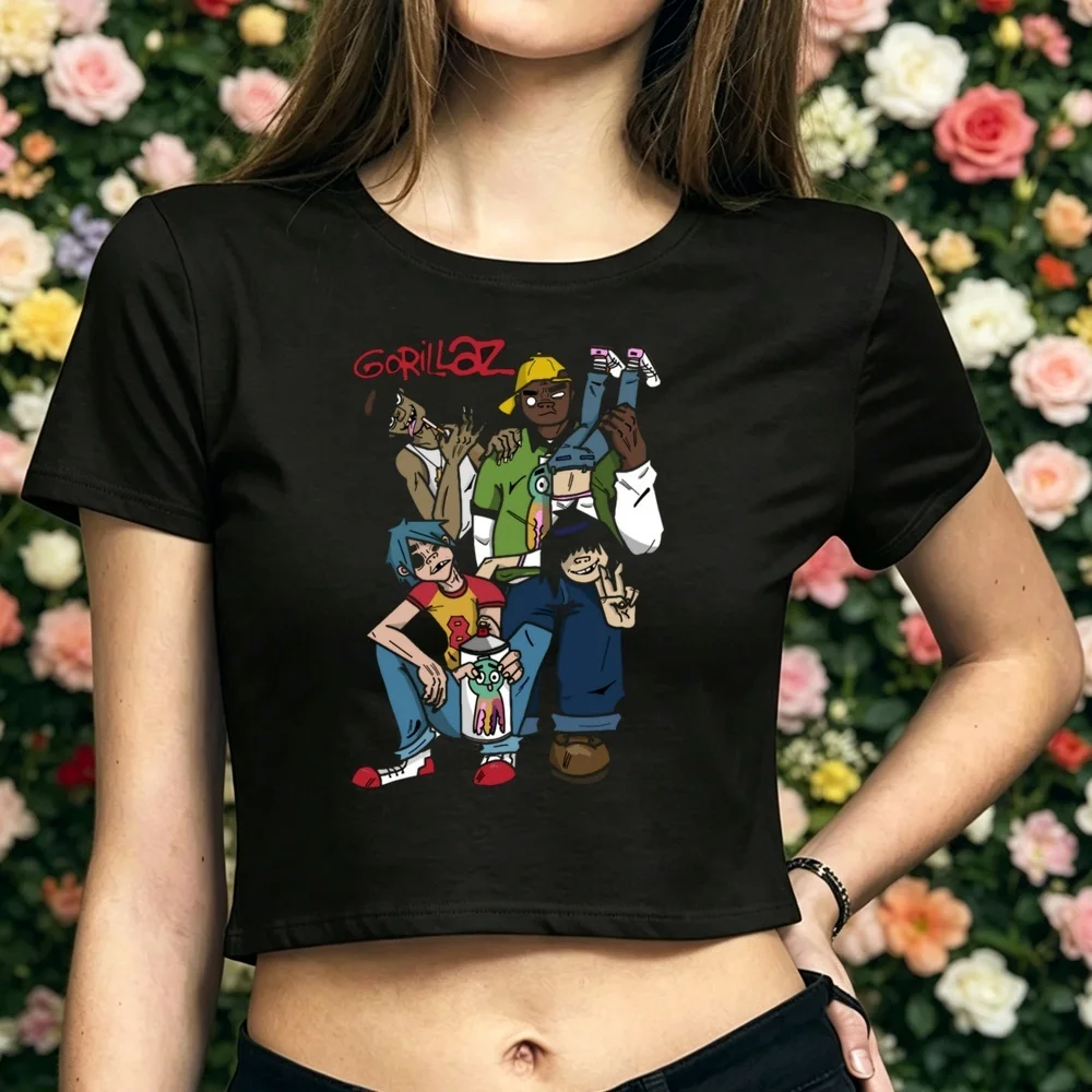 Gorillaz crop top shoujo jojifuku japan vintage korean fashion tshirt japan alternative  clearance sales