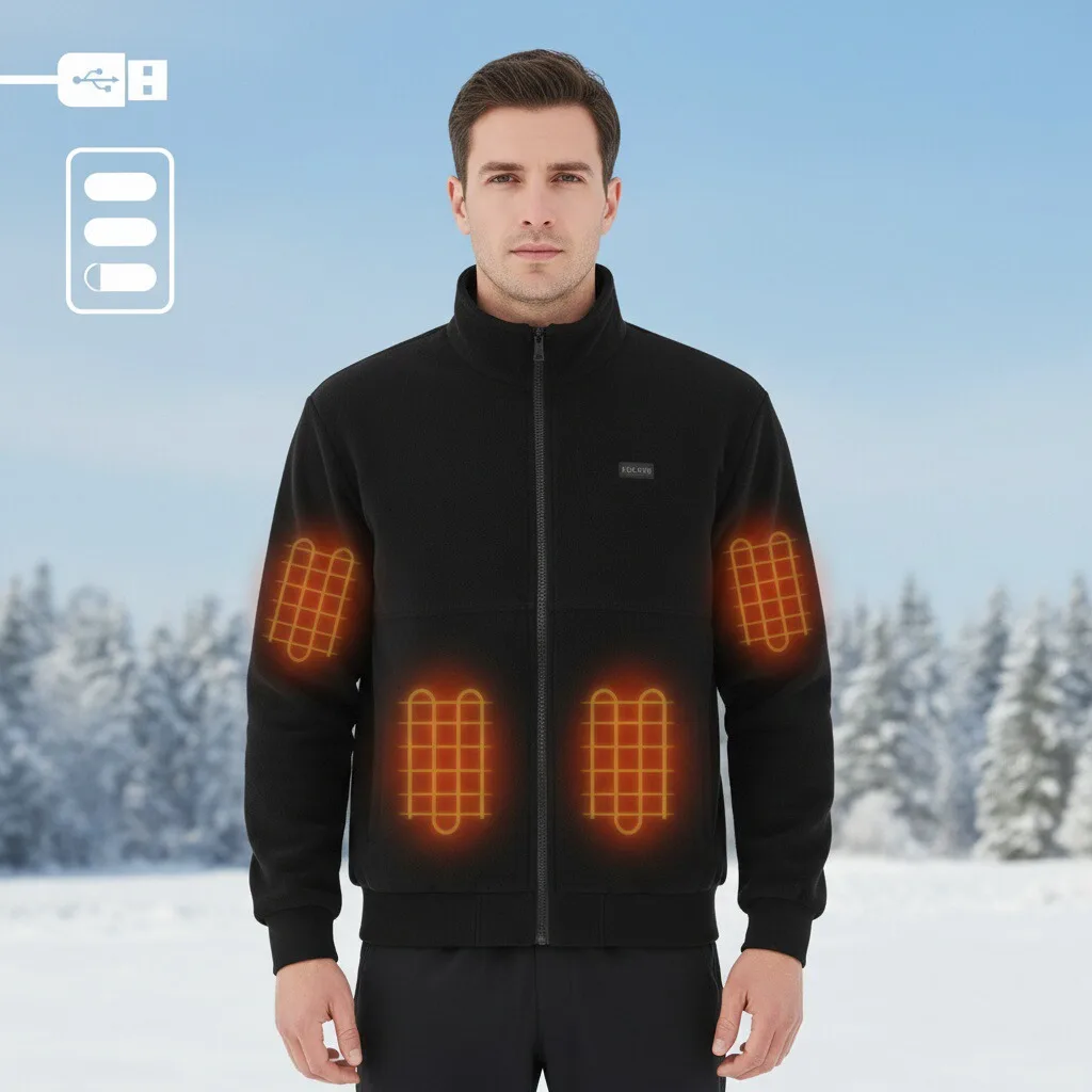

Smart Heating Fleece Jacket 8 Zone Dual Control Thickened Warm Outerwear Trendy Heat Clothing Motorcycle Street Gear Coats