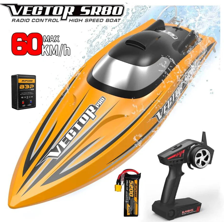 

VOLANTEXRC Vector SR80 Pro Brushless RC Boat 50MPH High-Speed Auto Roll Back Waterproof RTR for Adults & Kids 798-4P