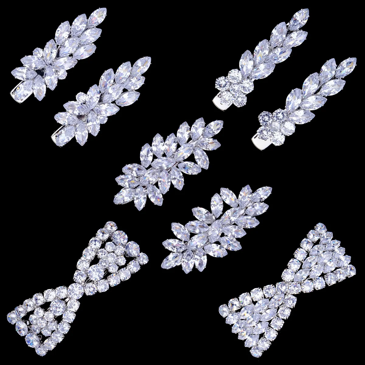 Crystal Zirconia Ribbon Hair Clips Hair Plate Spring Clip Classic Alloy Barrettes for Women Bridal Headpieces Princess Jewelry