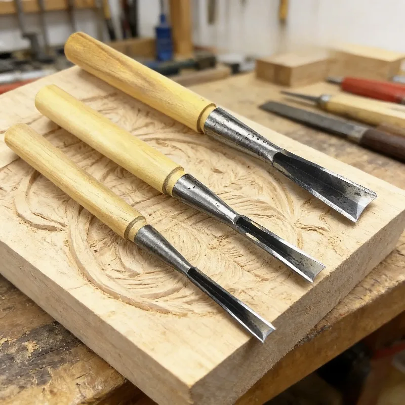 

3PCS New V Punching triangle Chisel Wood Carving Knives Tools FOR Hand Carpenter Carving Blank Tool