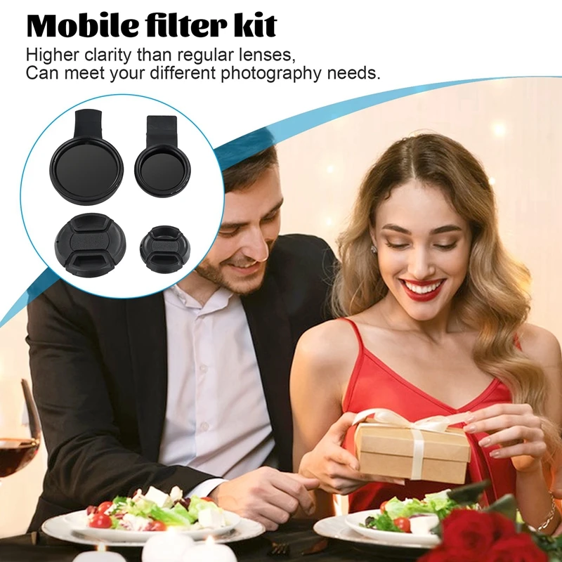 A61Z Deals 37Mm 52Mm Phone Lens Filter With Clip For Smartphone Universal ND2-400 Variable Filter For Mobile Phone Camera Lens