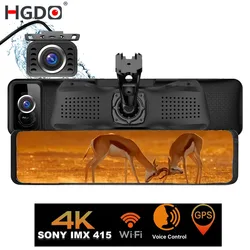 HGDO 12'' 4K Car Dash Cam with Mount Video Recorder Sony IMX415 Rear View Mirror Camera GPS Wifi Registrar 24h Monitor Dvr BOX