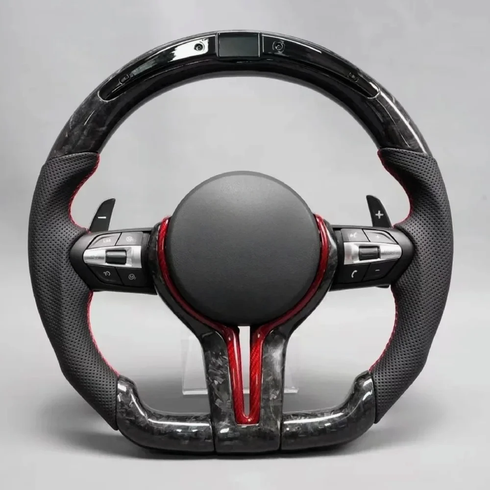 

LED Steering Wheel Assembly Forged Carbon Fiber Car Steering Wheel For BMW F10 F11 F15 F30 F31 F34 F32 F33 F36 F20 F21 F22 F23