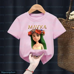 T-Shirt For Girls Cartoon Mavka:The Forest Song Printed Tshirt Kids Summer Girls Pink Short Sleeved Top Cute Young Children Tees