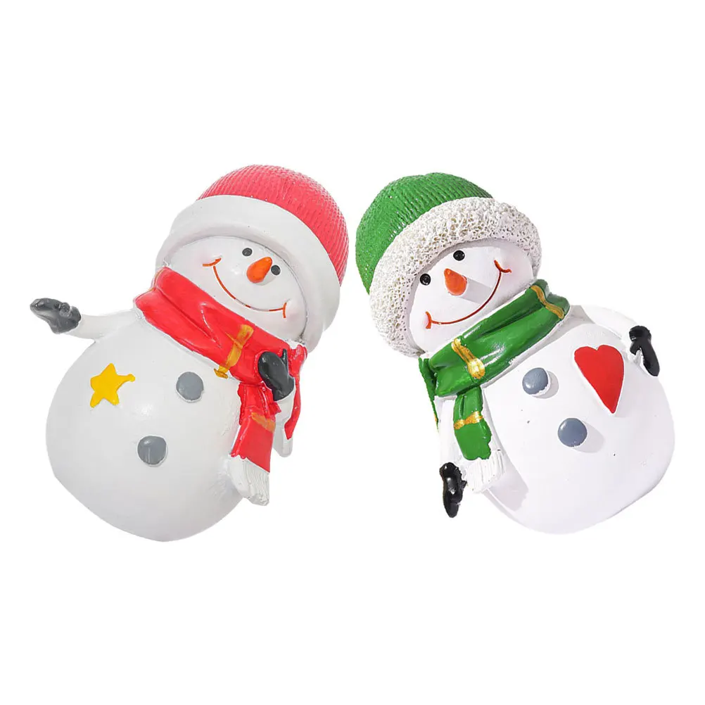 

2Pcs Mini Resin Snowman Statues Small Christmas Decorations for Tabletop Shelf Mantel Holiday Micro Landscape Min Resin Snowman