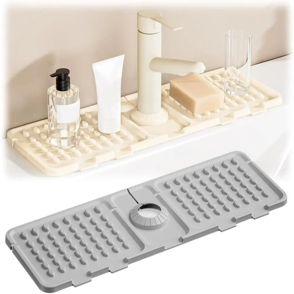 New Silicone Faucet Mat Durable Practical Water Catcher Mat Countertop Protector for Kitchen