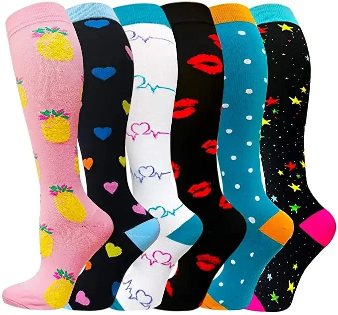 

1 пара мужских и женских компрессионных носков, подходят для занятий спортом на открытом воздухе, компрессионные носки для облегчения боли при усталости, носки до колена и варикозного расширения вен